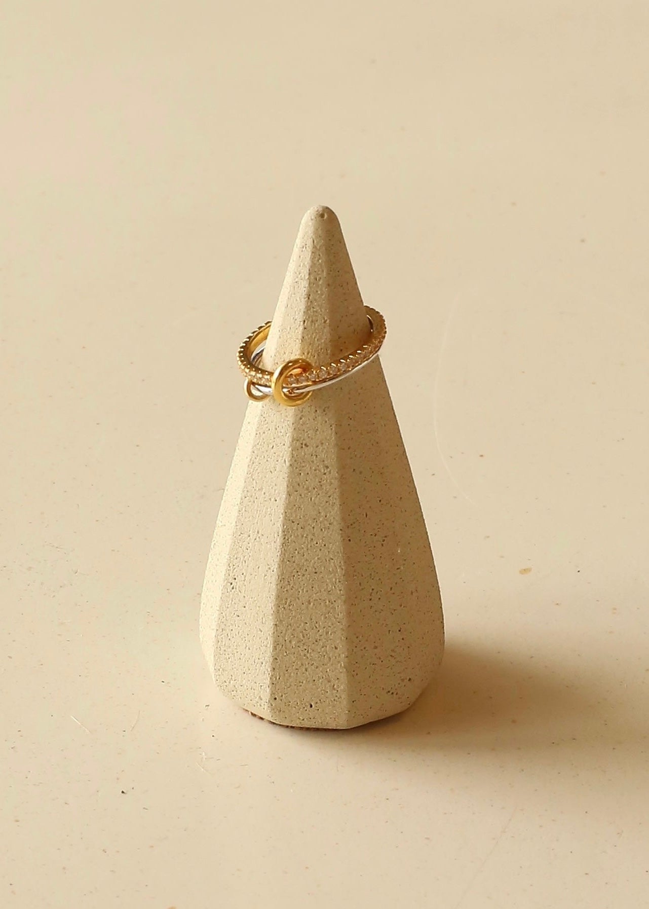 STACKS gold plated sterling silver crystal ring