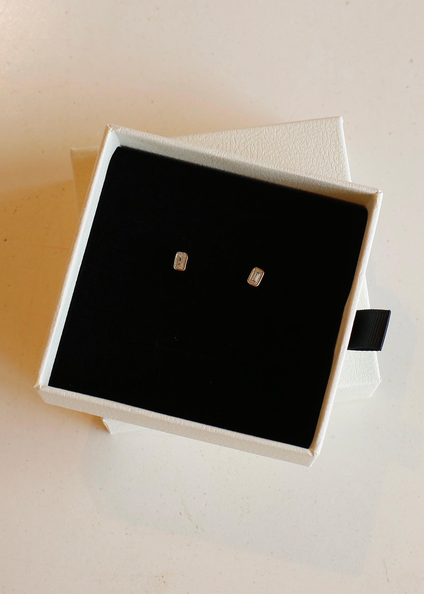 RECTANGLE gold plated sterling silver stud