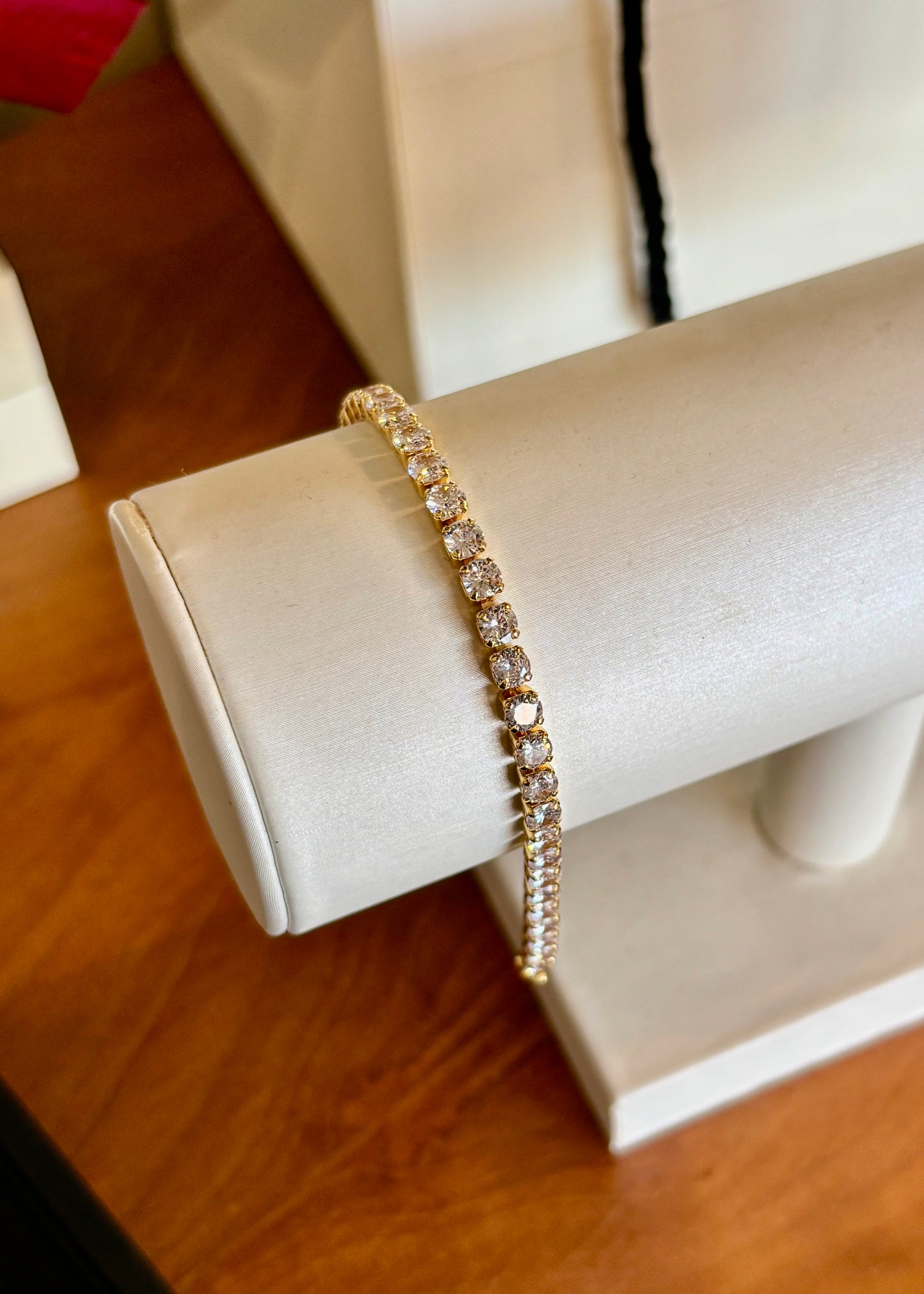TENNIS (3mm round crystals) gold bracelet