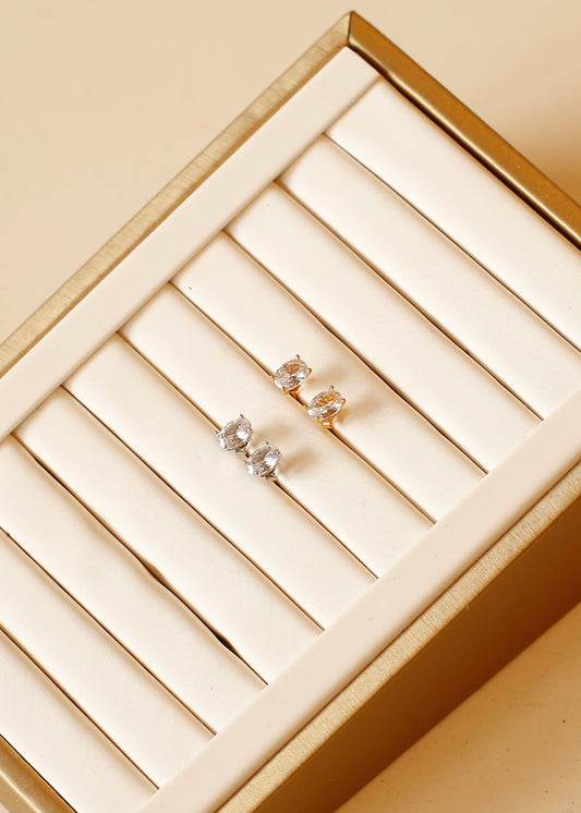 OVAL CUT sterling silver studs
