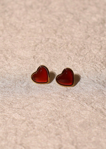 VINTAGE RED HEART studs