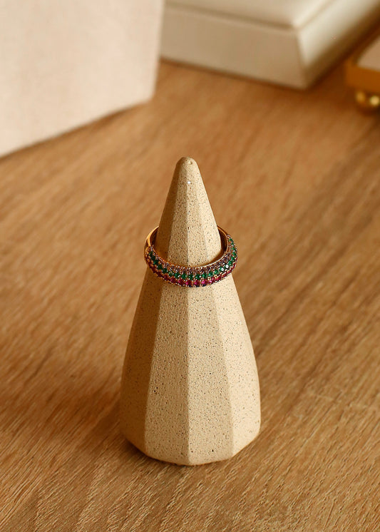 Multicolour pave ring
