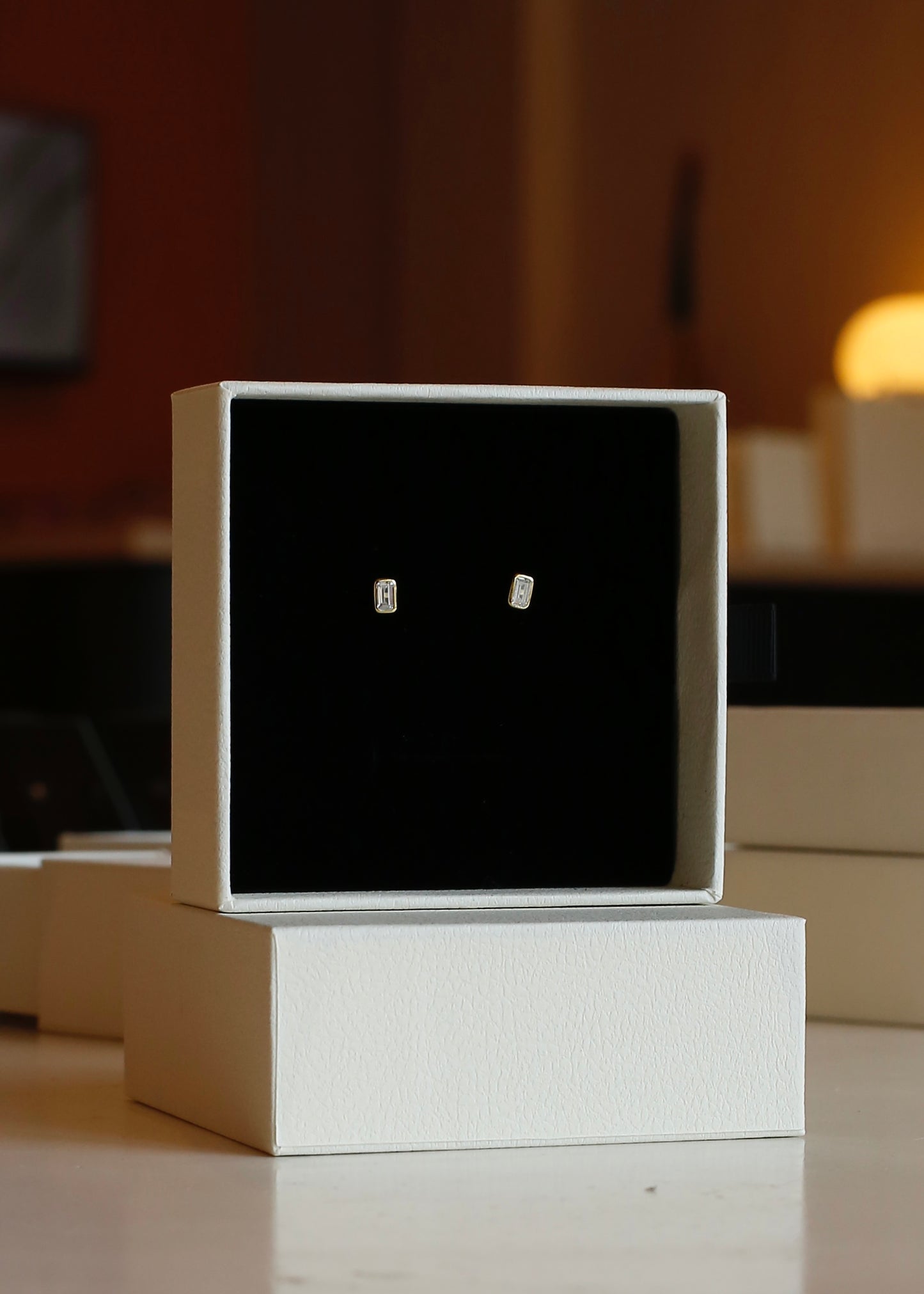 RECTANGLE gold plated sterling silver stud