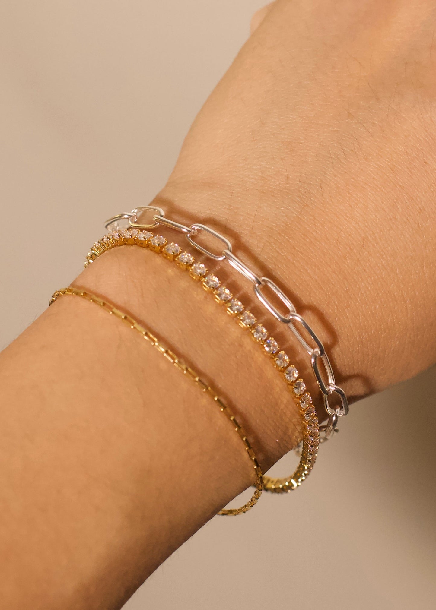 TENNIS (2mm round crystals) gold bracelet