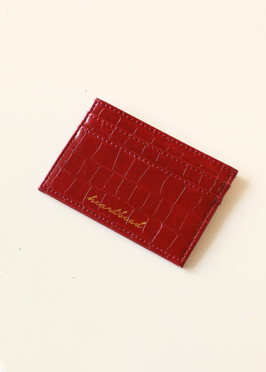 HEARTBEAD croc-effect cardholder (burgundy)