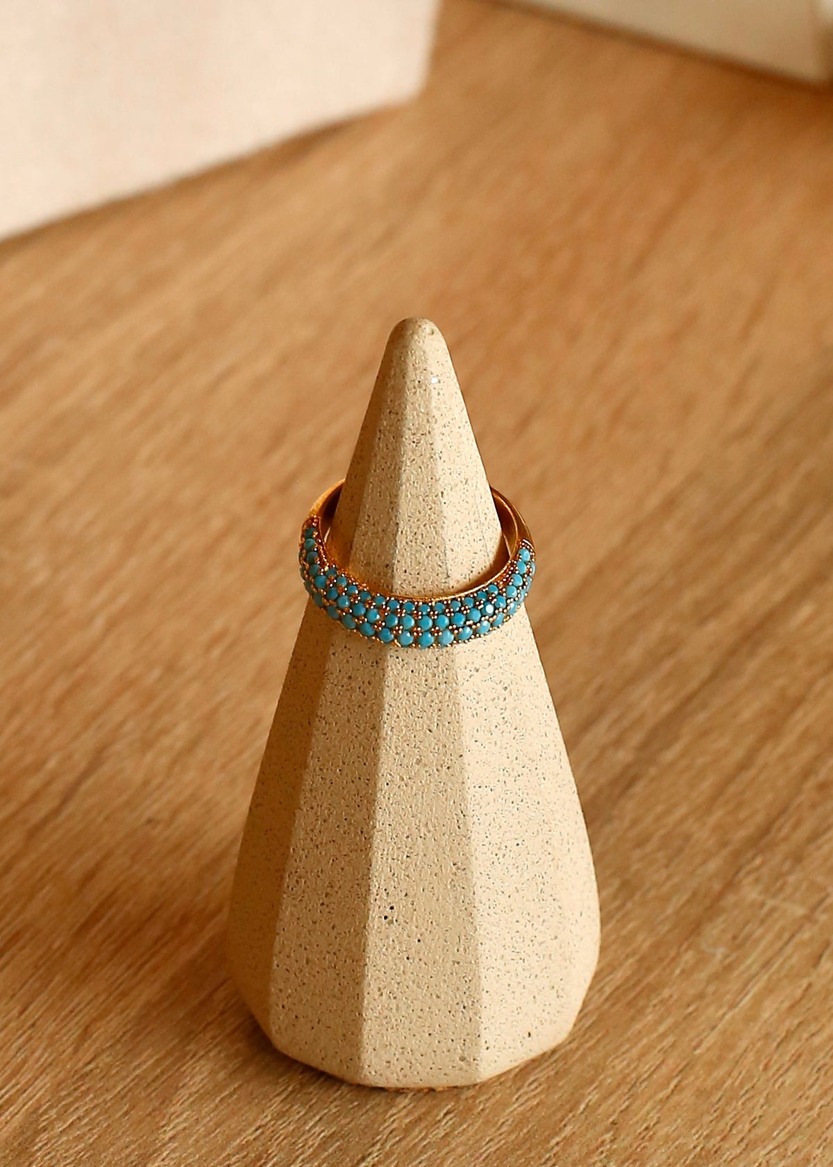 Turquoise pave ring