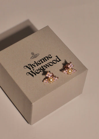 INSTOCK VIVIENNE WESTWOOD Feodora brass and faux pearl earrings