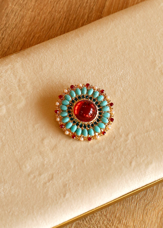 HZMER stone-embellished starbust brooch