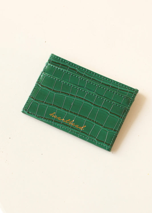 HEARTBEAD croc-effect cardholder (emerld)