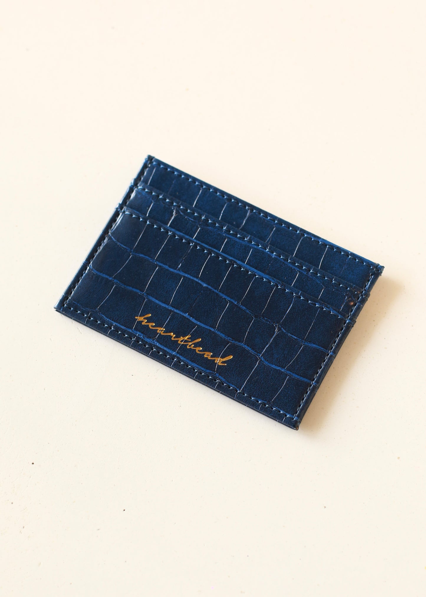 HEARTBEAD croc-effect cardholder (dark blue)