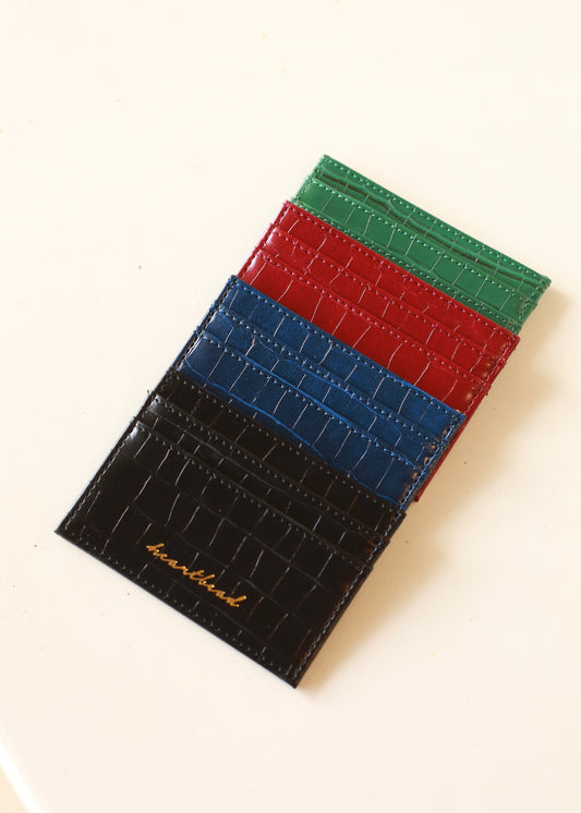 HEARTBEAD croc-effect cardholder (burgundy)