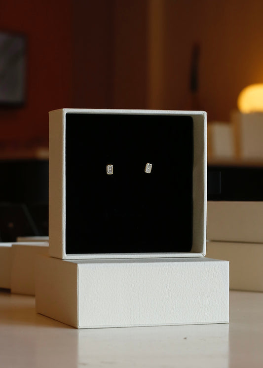 RECTANGLE gold plated sterling silver stud