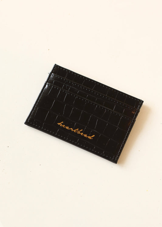 HEARTBEAD croc-effect cardholder (black)