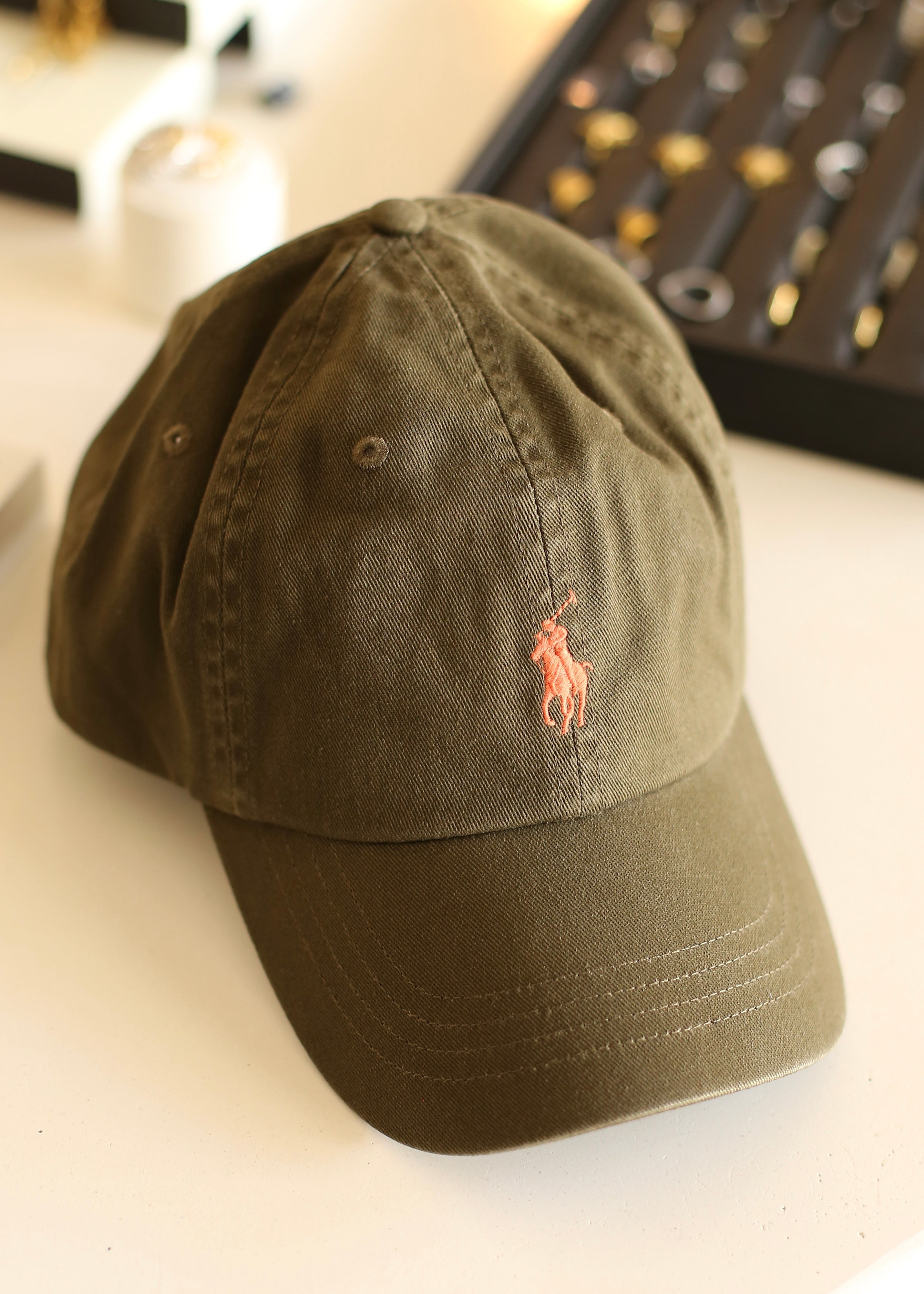 Olive green polo hat hotsell