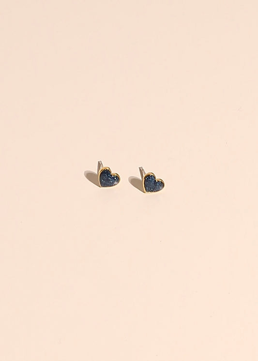 HEART (night blue) stud