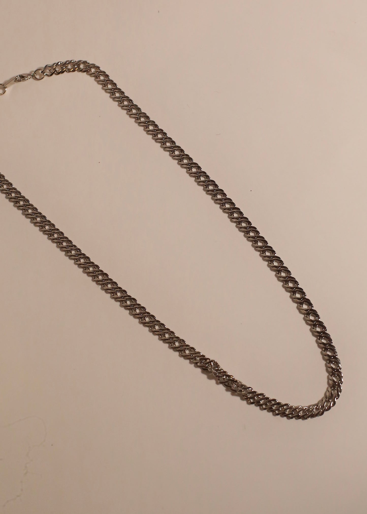 SILVERTONE flat curb chain necklace